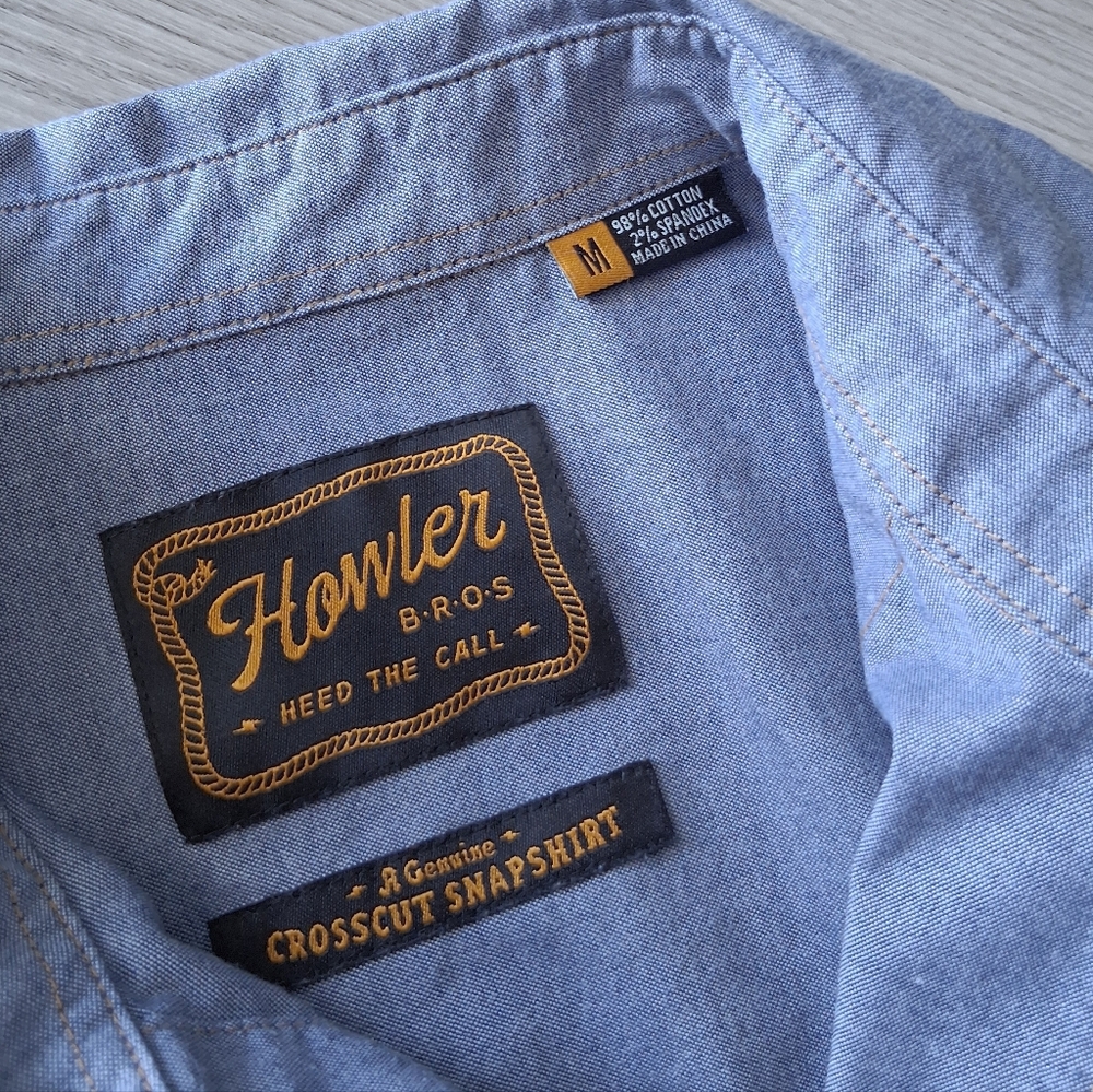 Howler Brothers Crosscut Deluxe Western Pearl Snap Embroidered Shirt - Picture 8 of 16